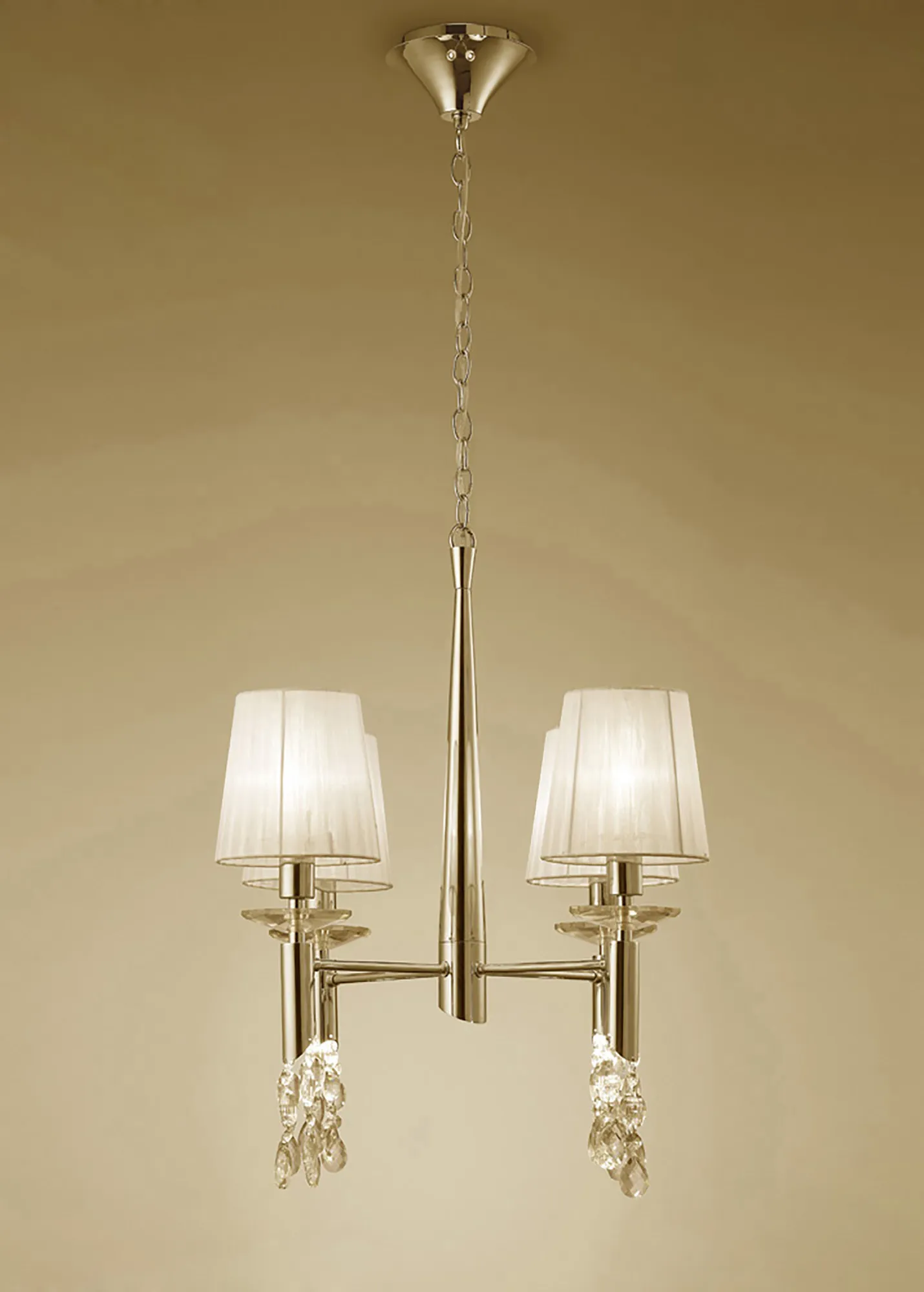 Tiffany French Gold-Cream Crystal Ceiling Lights Mantra Shaded Crystal Fittings
